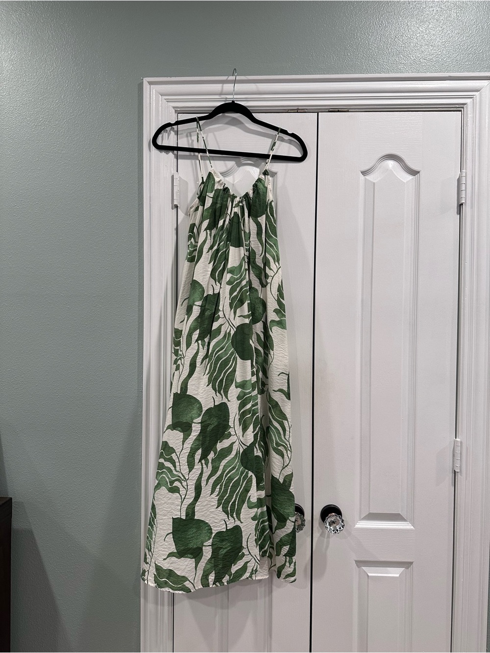 H&M Midi Dress with Green Leaf Print